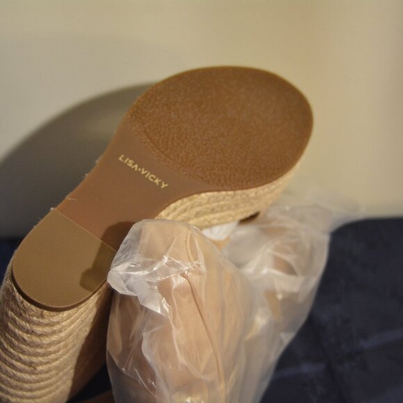🤎 NIB Lisa Vicky Gemi-V Tan Suede 4” Espadrille Wedge Sandals – Size 10M 🤎 - Picture 10 of 10